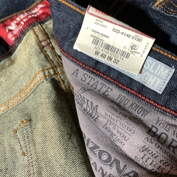 ARIZONA JEAN COMPANY-men’s dark rinse cotton denim ‘SLIM FIT STRAIGHT’ leg jeans - Picture 11 of 11